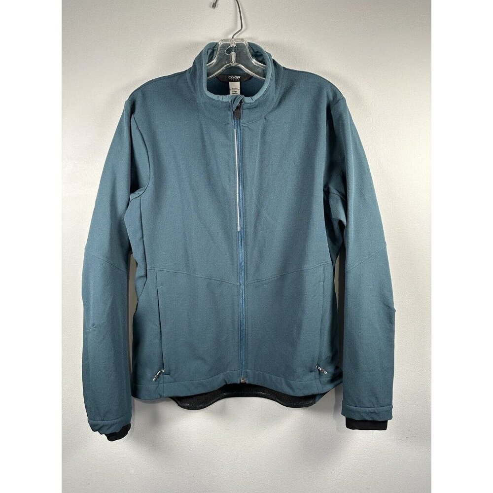 REI Co-op Women Soft Shell Cycling Jacket Large Long Sleeve Teal Blue Reflective